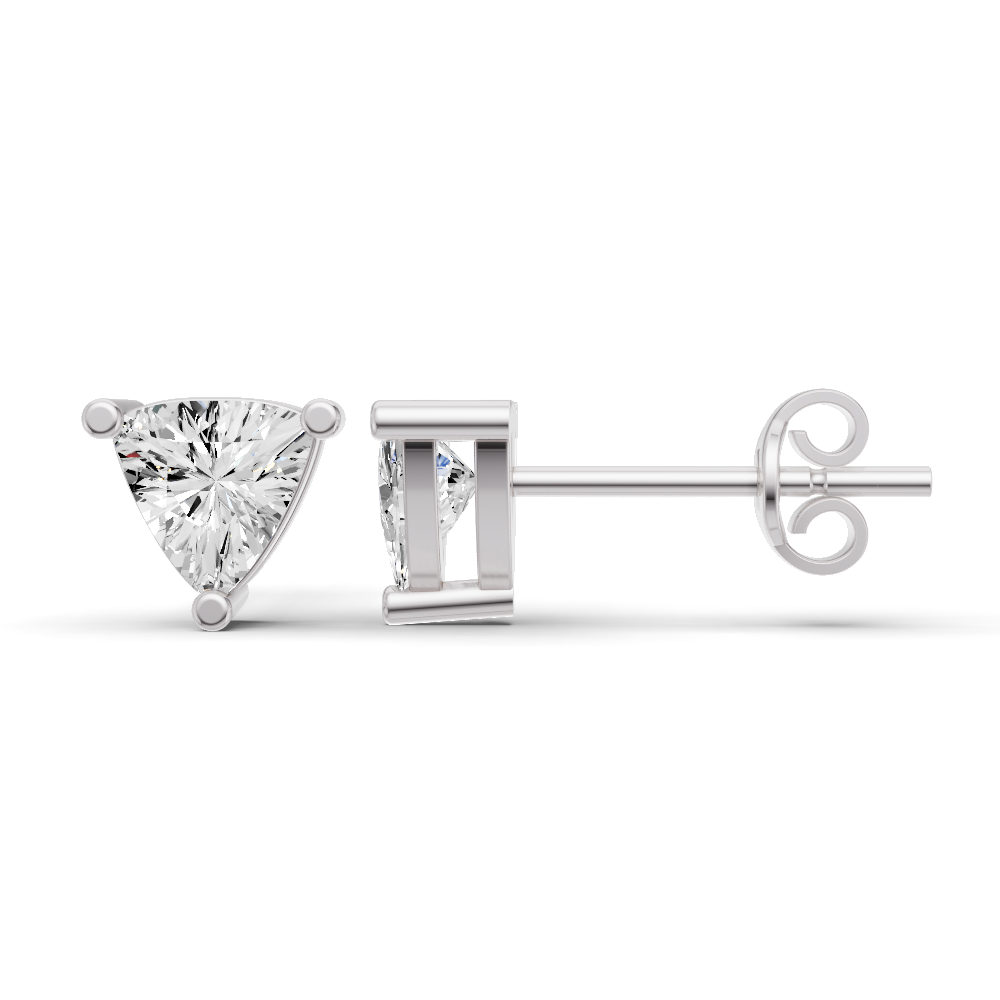 14K Gold Studs 0.5ct Earrings Trillion Solitaire