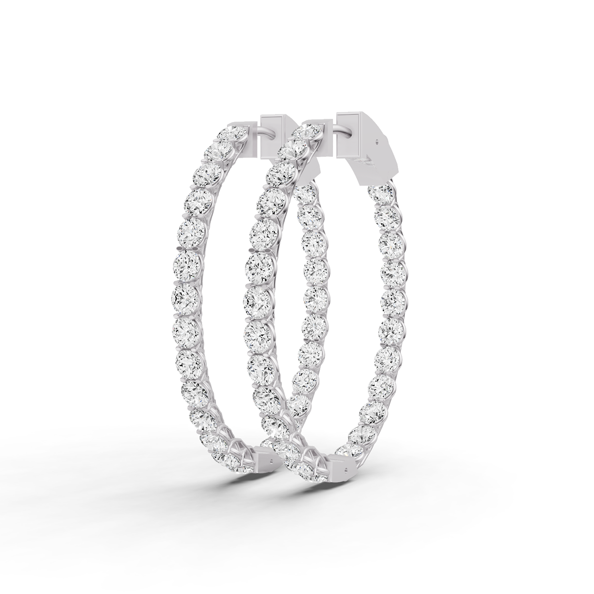 14K Gold 7 ct Earrings Oval Diamond Hoops