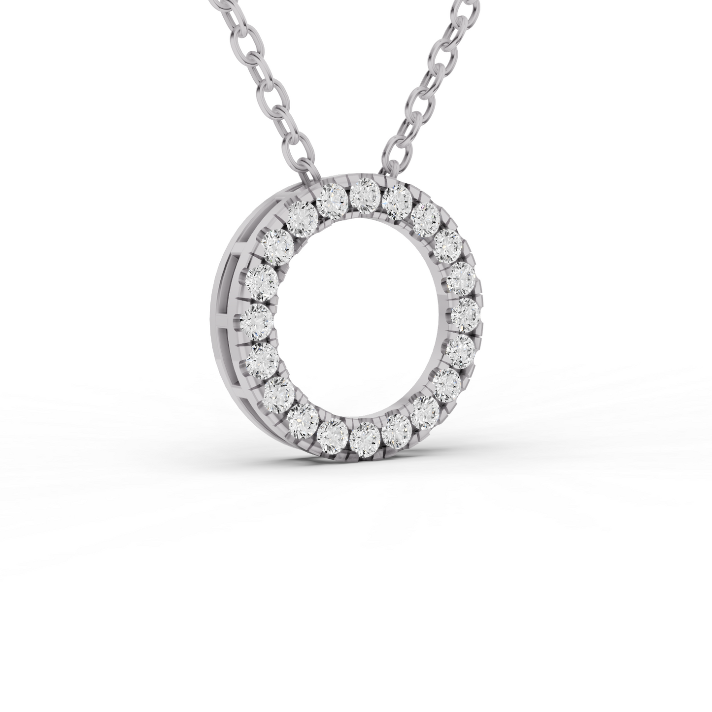 14K Gold 1 ct Necklace Circle Diamond