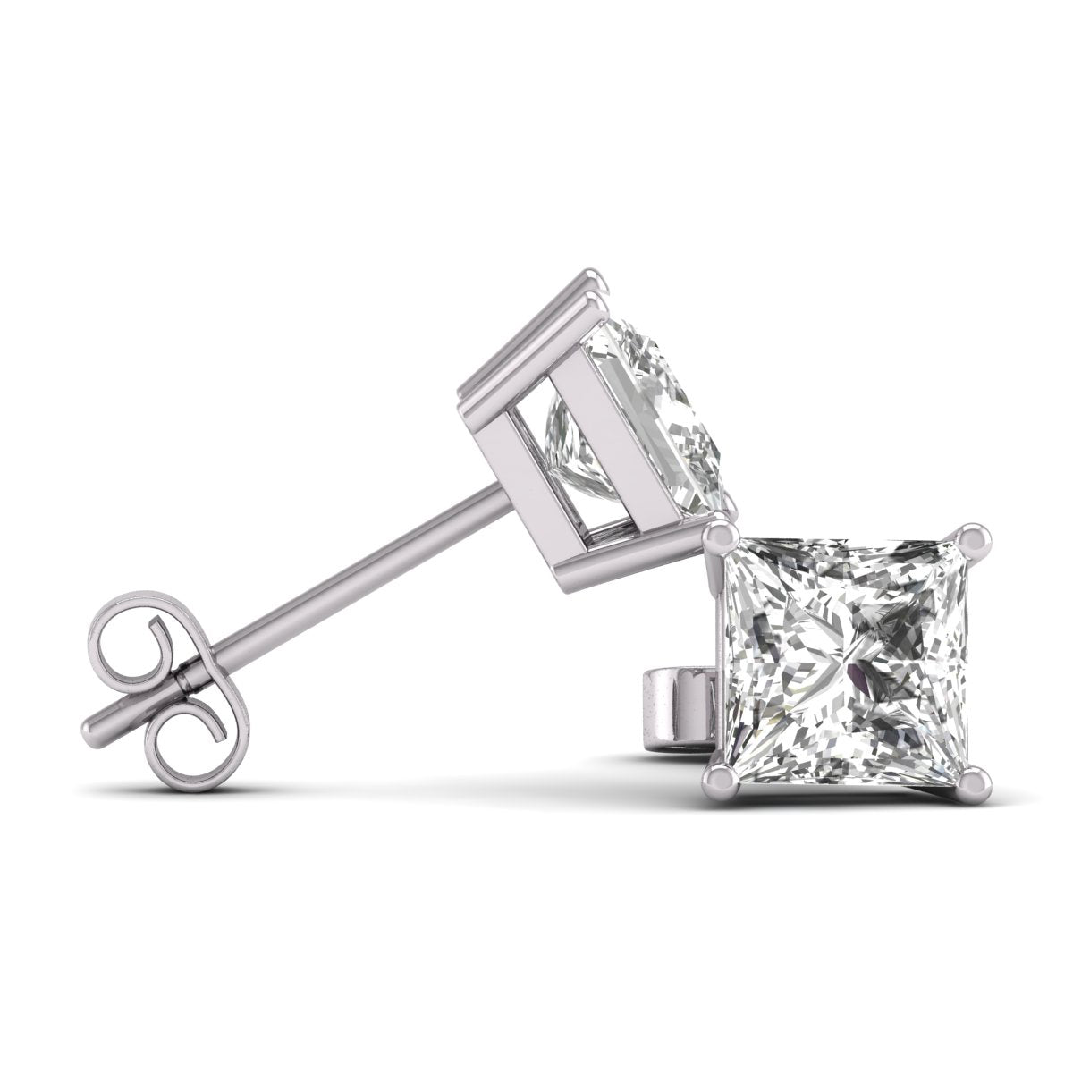 Studs 14K Gold 2 Carats The Princess Solitaire