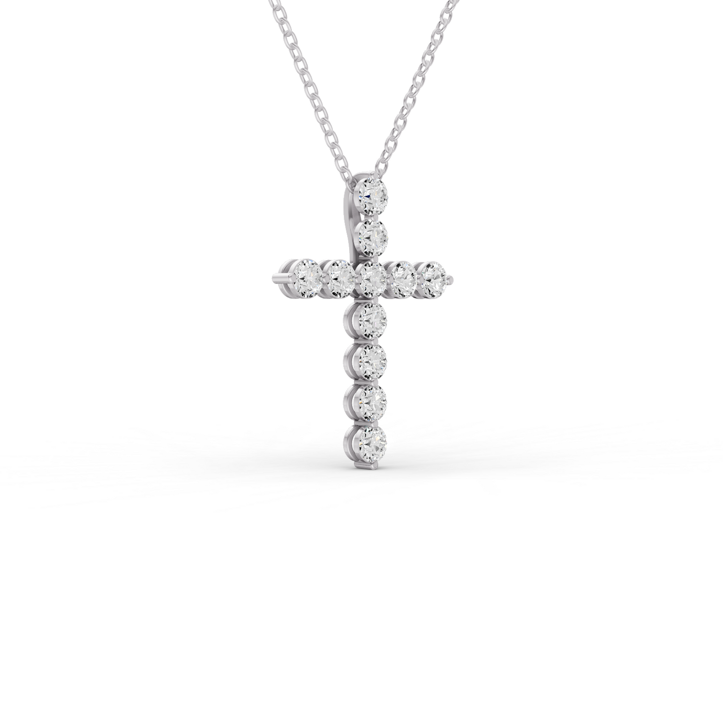 14K Gold Necklace 5 ct Sereia's Cross Pendant with Lab Diamonds