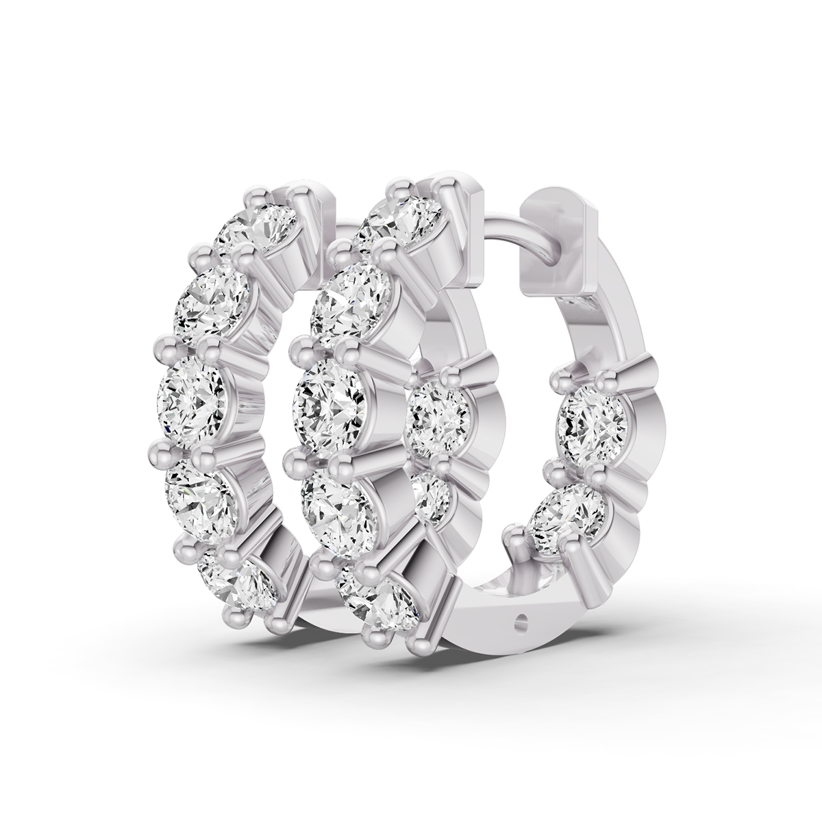 14K Gold 1 ct Earrings Of Sereia In & Out Diamond