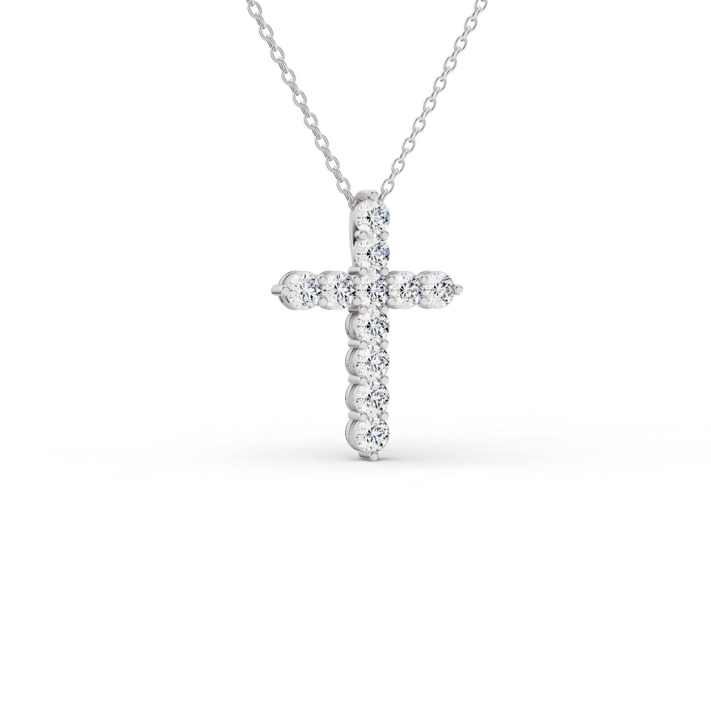 14K Gold 0.25 ct Cross Pendant Necklace With Lab Diamonds