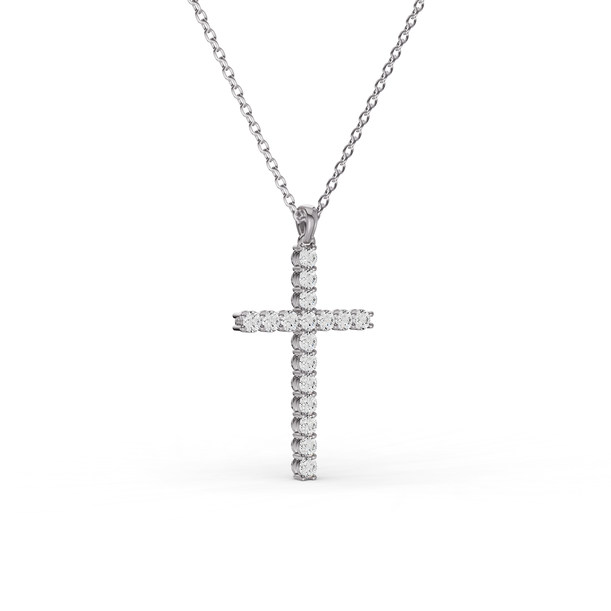 14K Gold 1 ct Lab Diamonds Cross Diamond Full Pave Necklace