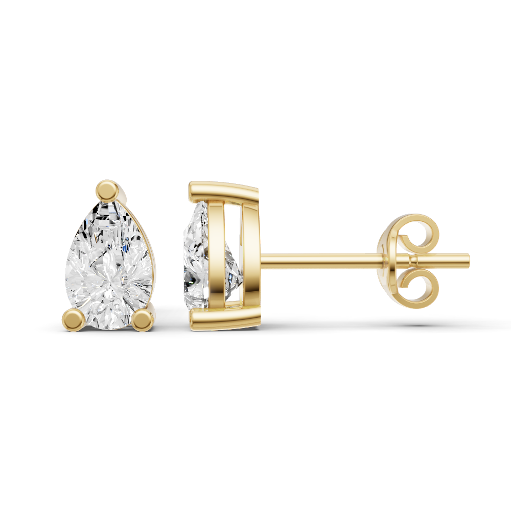 14K Gold Studs 0.25 ct Earrings Pear Solitaire