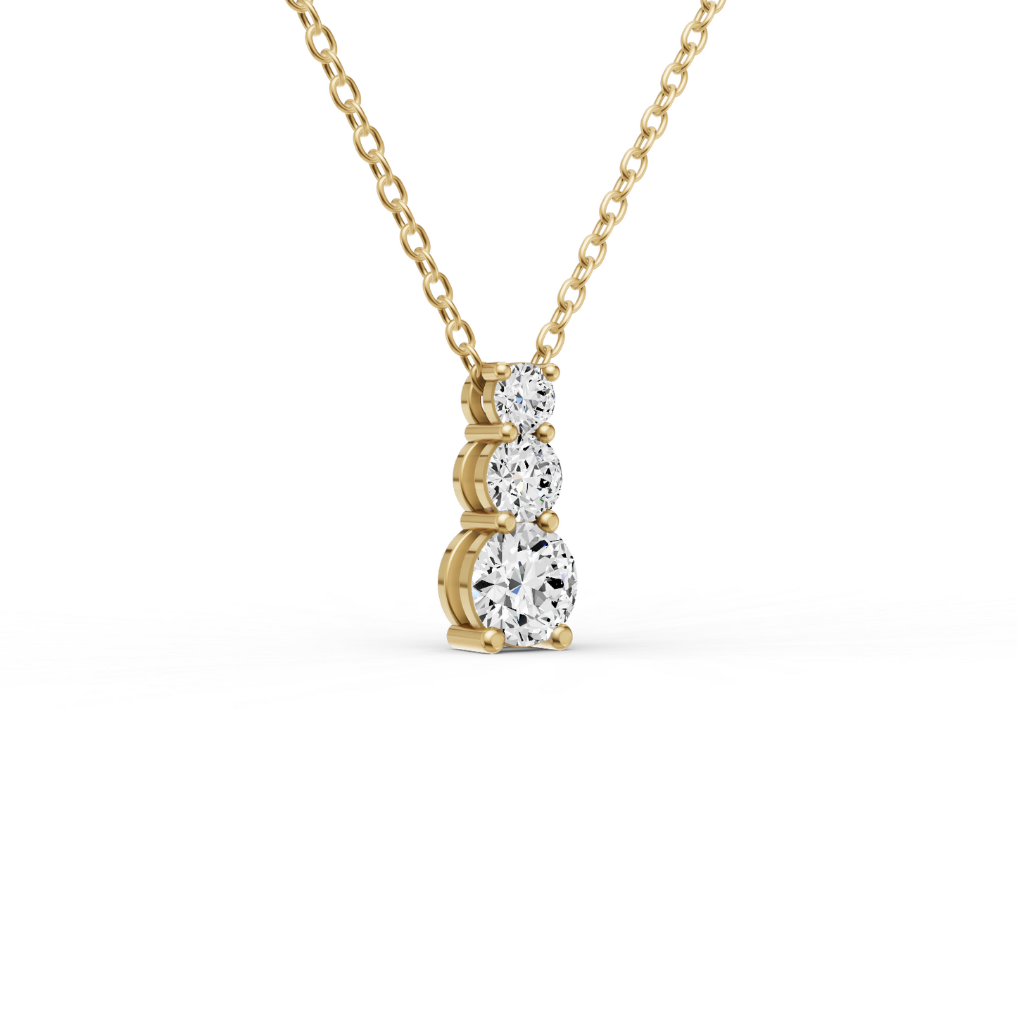 14K Gold 0.75 ct Round Lab Grown Diamond Three Stone Snow Hidden Bail Pendant