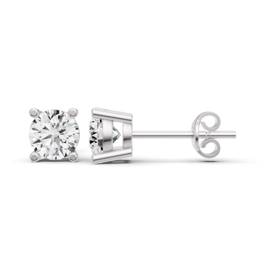 14K GOLD STUD LAB DIAMOND 1 CARAT EARRINGS - WHITE GOLD