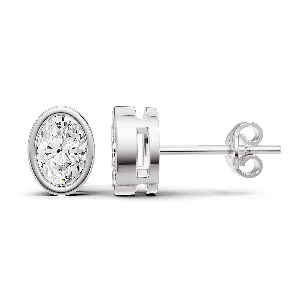 14K Gold Studs 0.25 Carat Earrings Oval Bezel