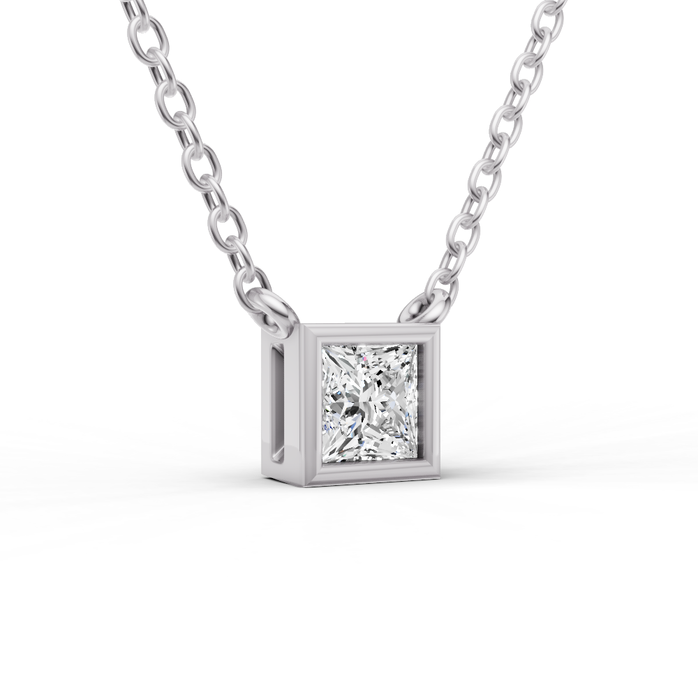 14K Gold 0.25 ct Lab-Grown Princess Diamond Bezel Pendant