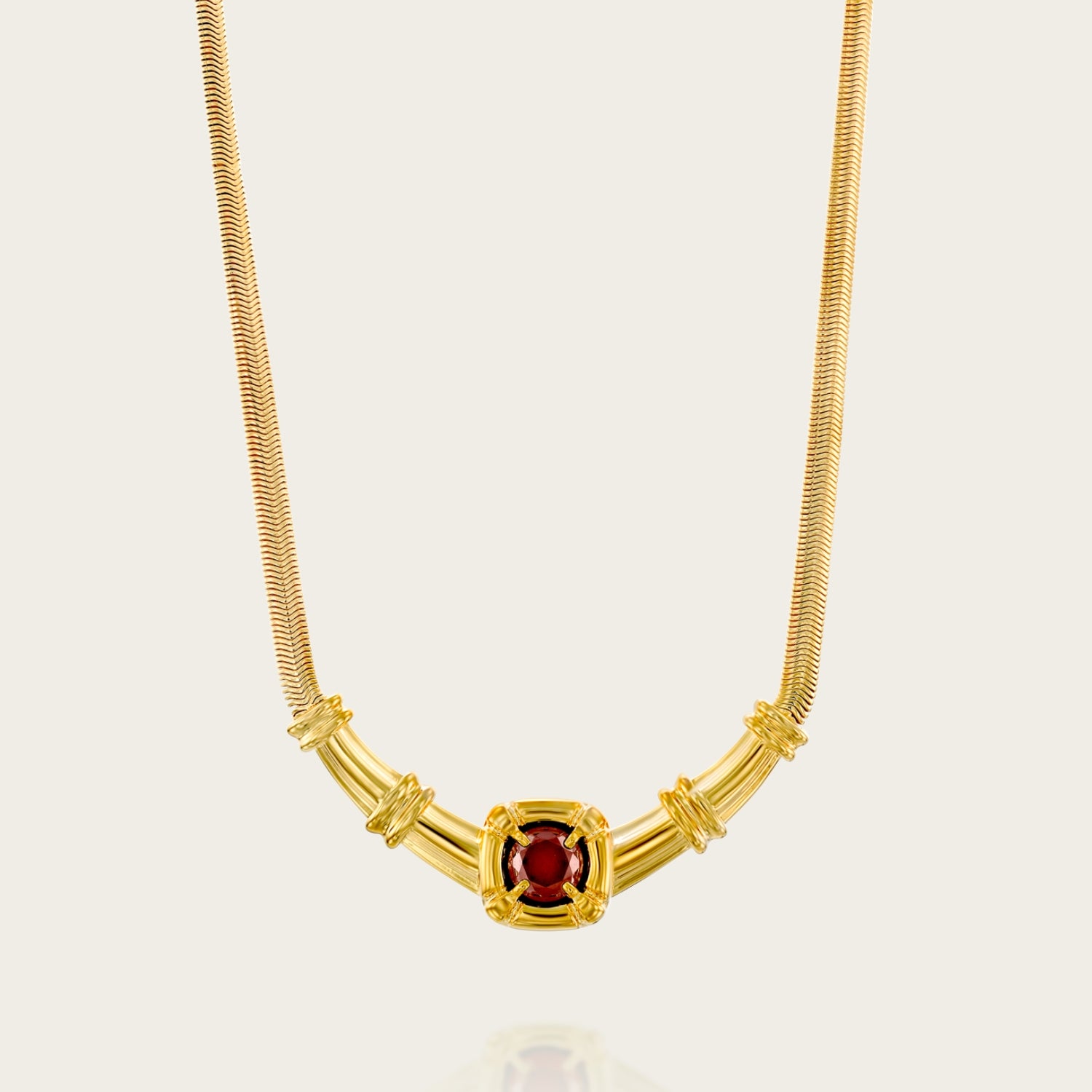 ODETTE GOLD GARNET STONE NECKLACE
