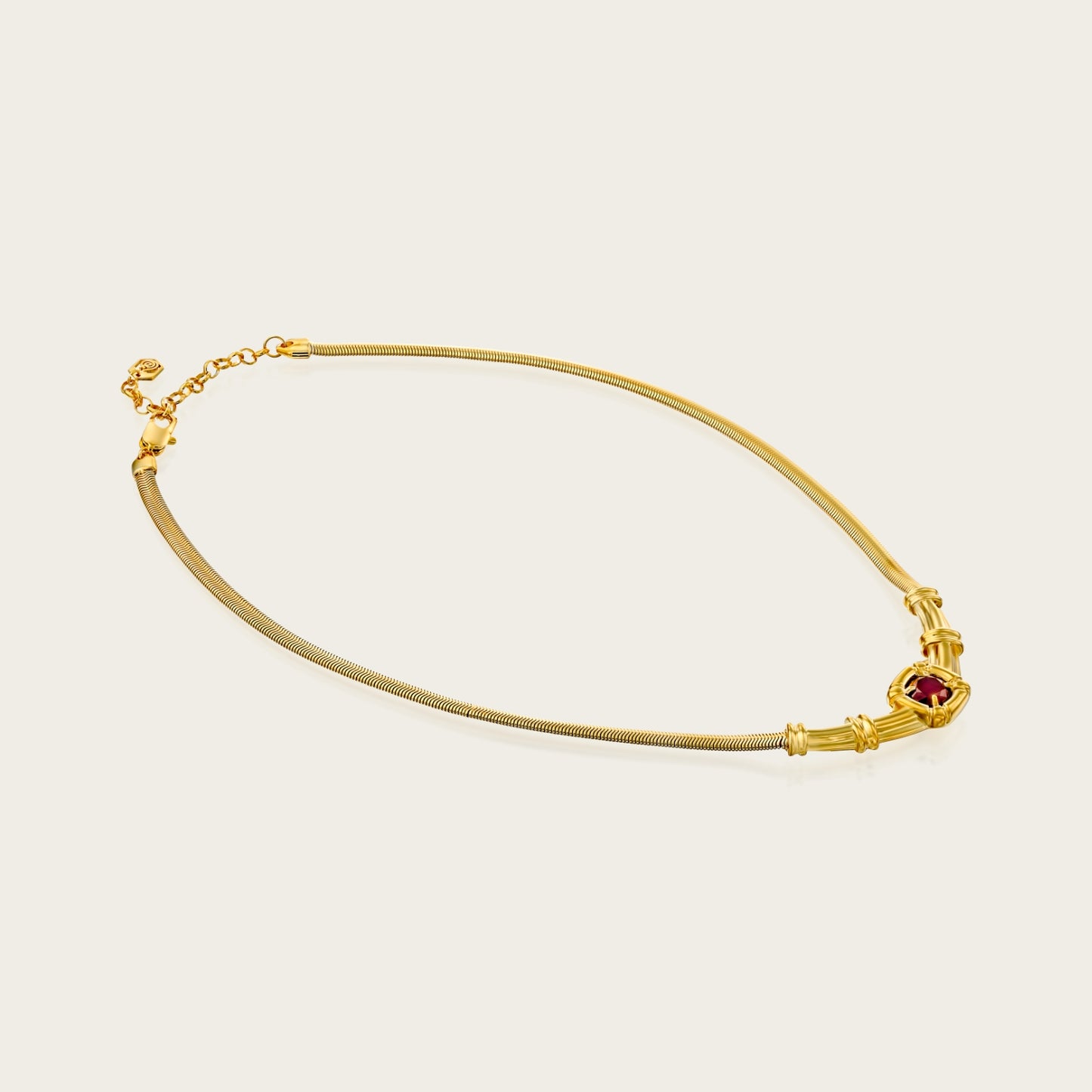 ODETTE GOLD GARNET STONE NECKLACE