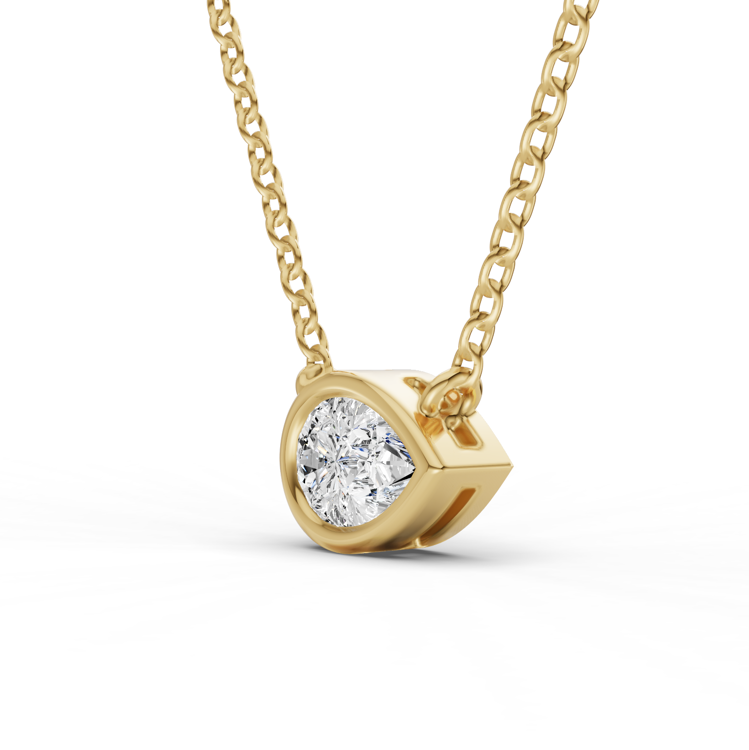 14K Gold 0.75 ct Lab-Grown Pear Diamond Bezel Solitaire Pendant