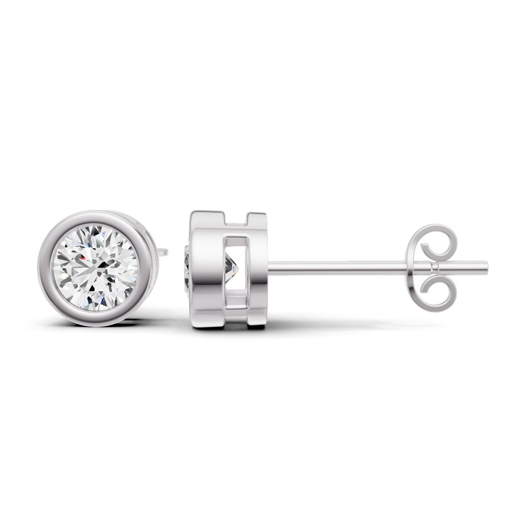 14K Gold Studs 0.25 Carat Sereia Round Bezel