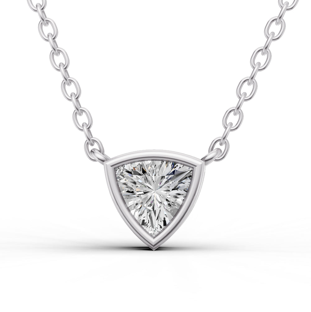 14K GOLD 0.25 CT LAB GROWN TRILLION SHAPE DIAMOND BEZEL PENDANT - WHITE GOLD