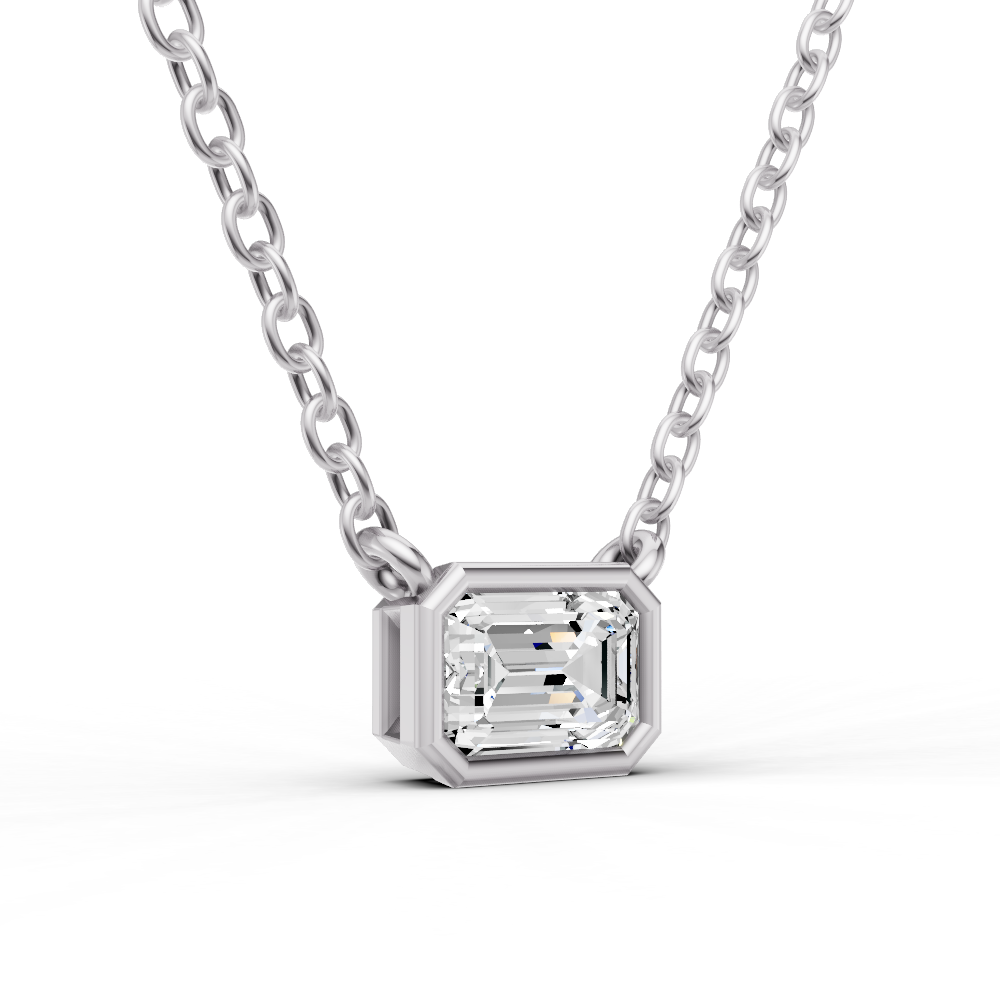 14K Gold 0.75 ct Lab-Grown Emerald Cut Bezel Pendant