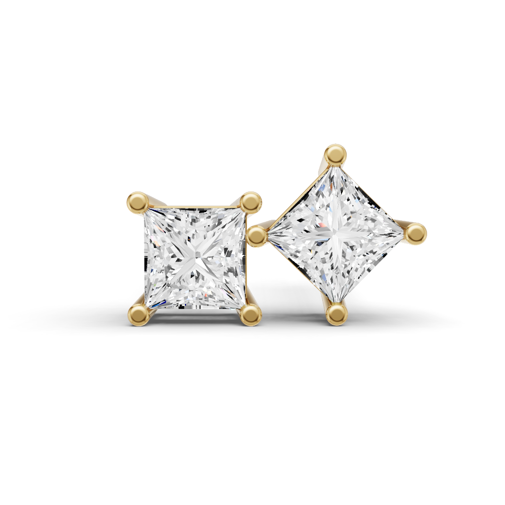 14K Gold Studs 0.5 ct Earrings Princess Solitaire