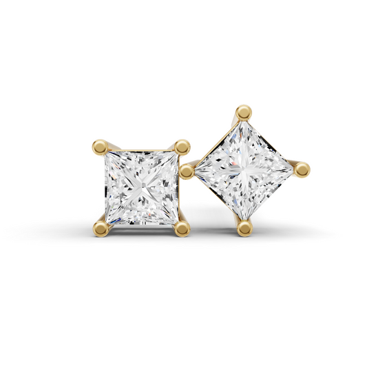 14K Gold Studs 0.5 ct Earrings Princess Solitaire