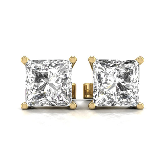 Studs 14K Gold 1.5 Carats The Princess Solitaire