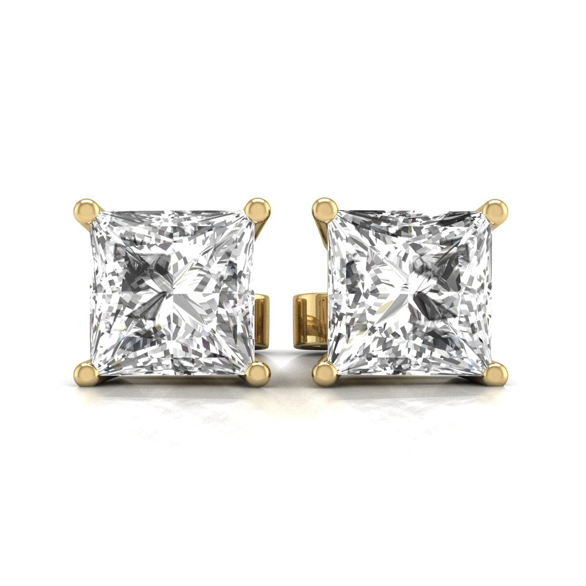 Studs 14K Gold 2 Carats The Princess Solitaire