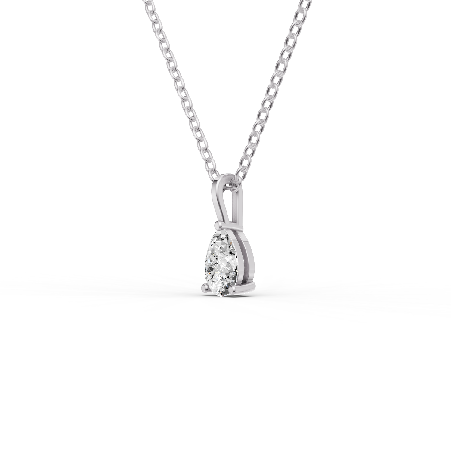 14K GOLD 0.25 CT LAB GROWN PEAR SHAPE DIAMOND SOLITAIRE PENDANT WITH BAIL - WHITE GOLD