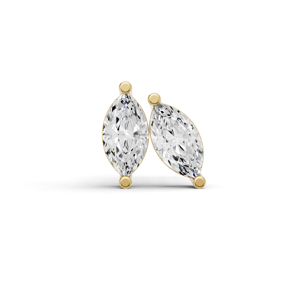 14K Gold Studs Earrings 1 ct Marquise Prong Solitaire