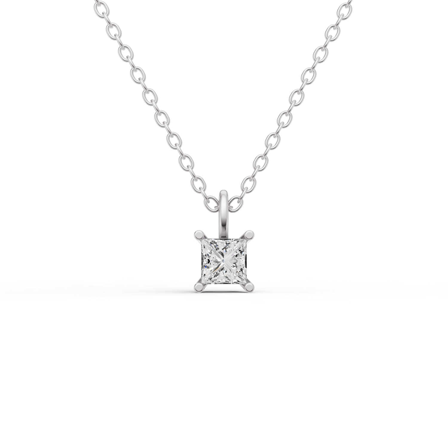 14K Gold 0.5 ct Lab Grown Princess Cut Diamond Solitaire Pendant with Bail