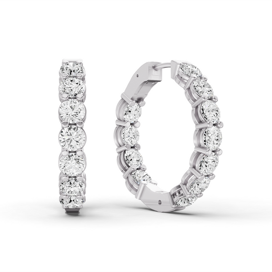 14K Gold 5 ct Sereia Earrings Hoop Diamonds