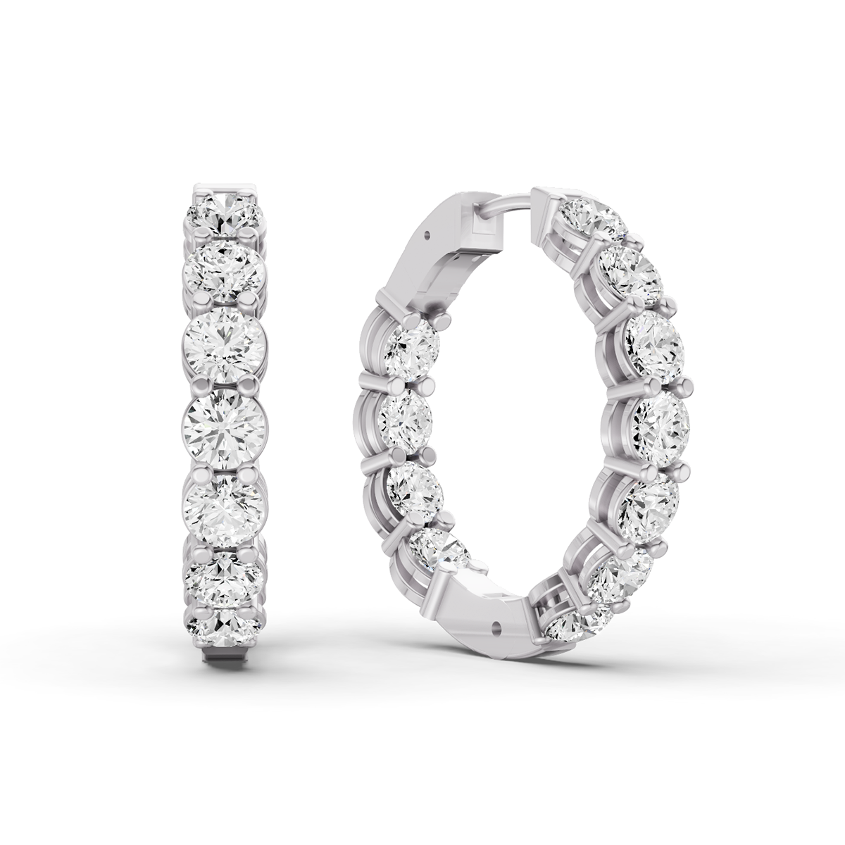 14K Gold 7 ct Sereia Earrings Hoop Diamonds