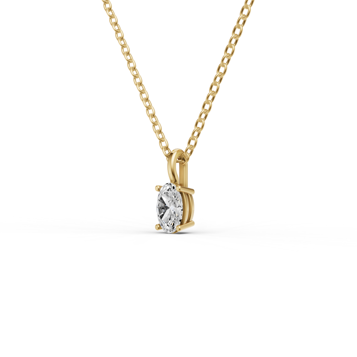 14K Gold 0.25 ct Lab Grown Oval Cut Diamond Solitaire Pendant