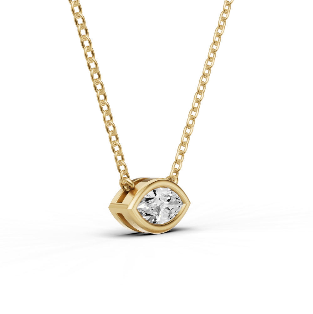 14K Gold 1 ct Lab Grown Marquise Shape Diamond Solitaire Pendant