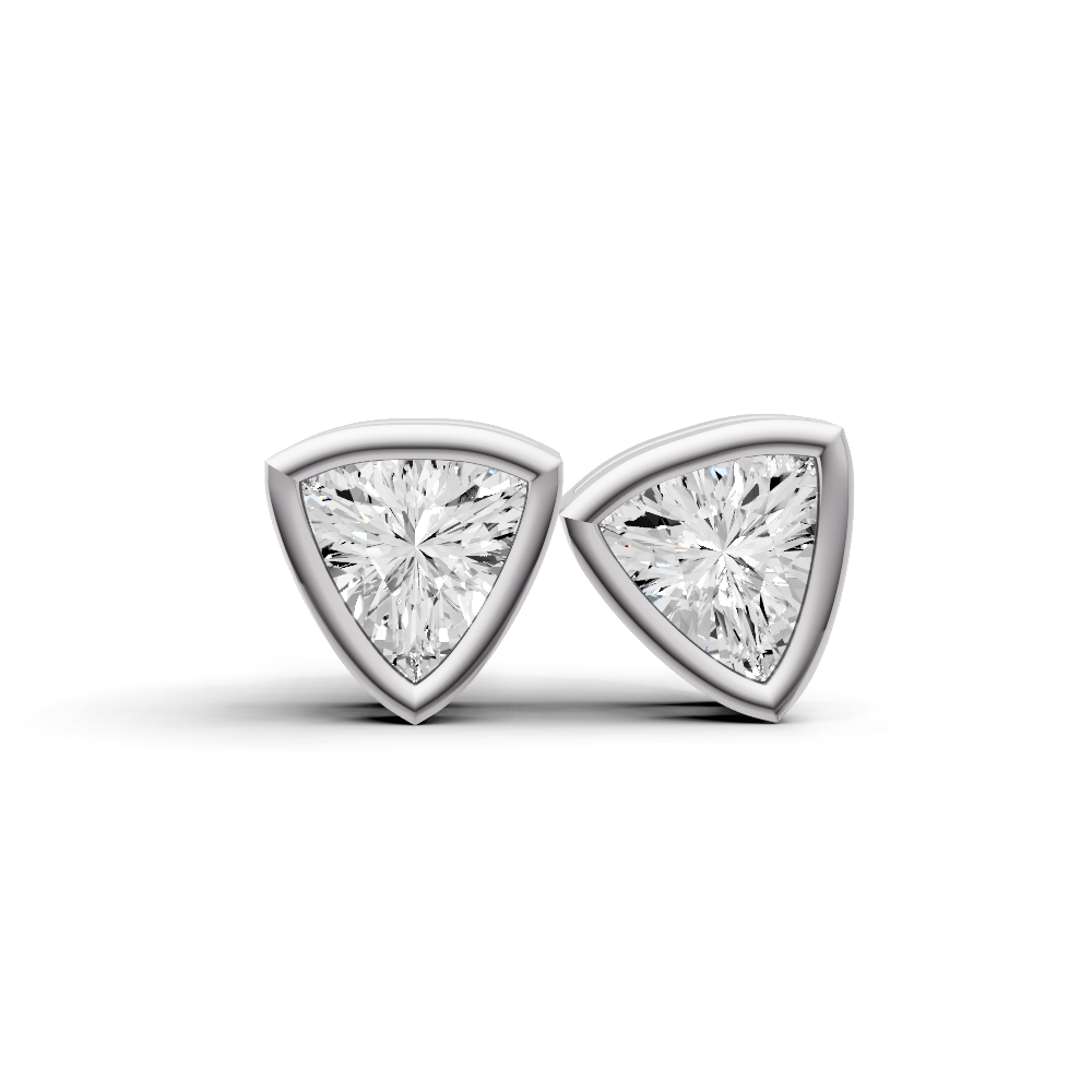 Studs Earrings 14K Gold 0.5 ct Trillion Bezel Solitaire