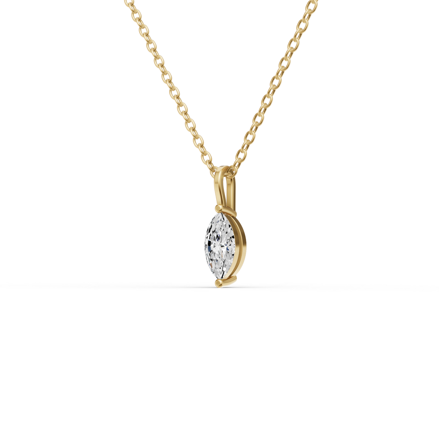 14K Gold 1 ct Lab Grown Round Marquise Shape Diamond Solitaire