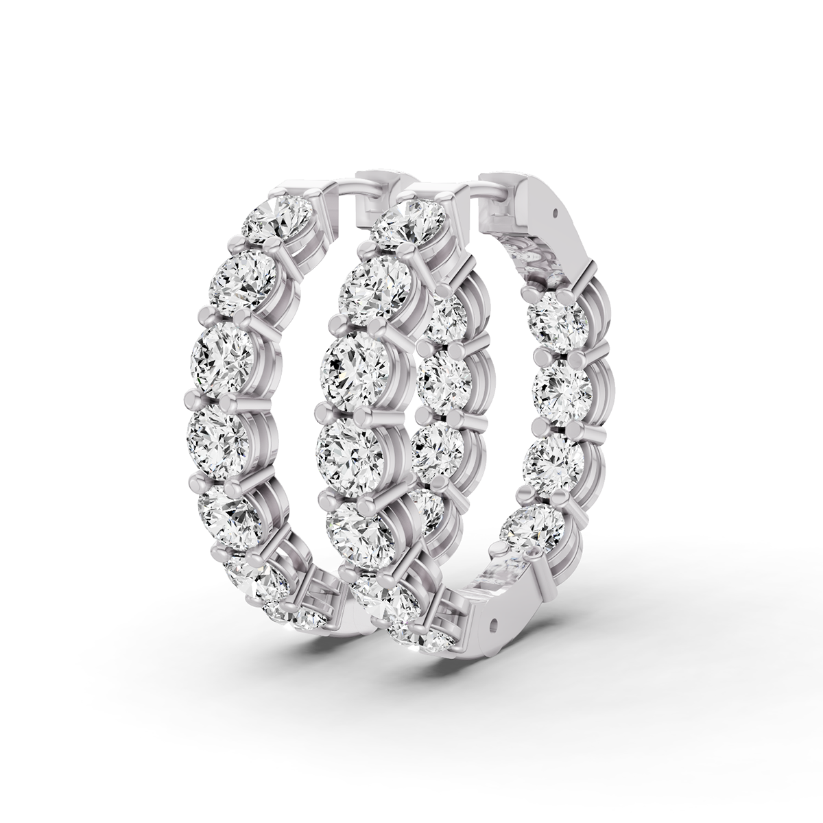14K Gold 2 ct Sereia Earrings Hoop Diamonds