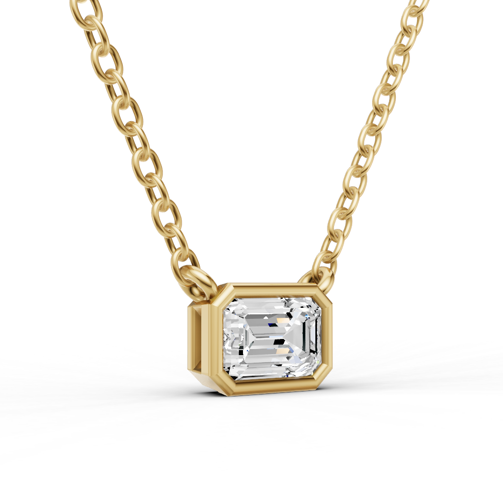 14K Gold 0.5 ct Lab-Grown Emerald Cut Bezel Pendant