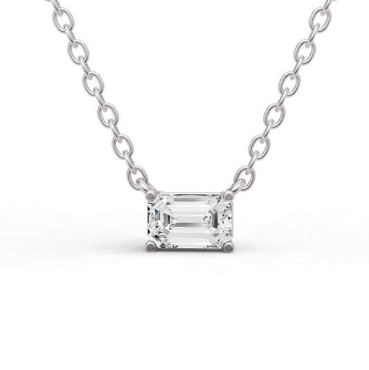 14K Gold 0.5 ct Lab Grown Emerald Shape Diamond Pendant