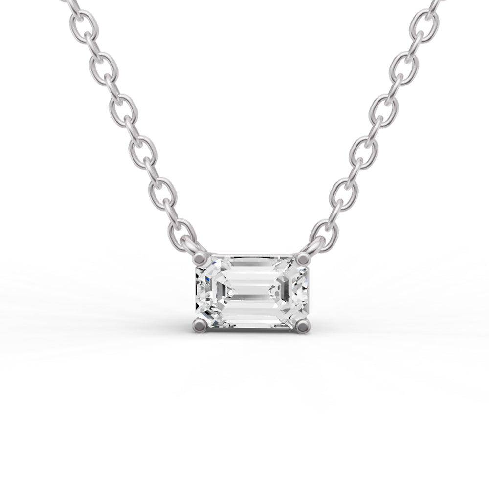 14K Gold 0.75 ct Lab Grown Emerald Shape Diamond Pendant