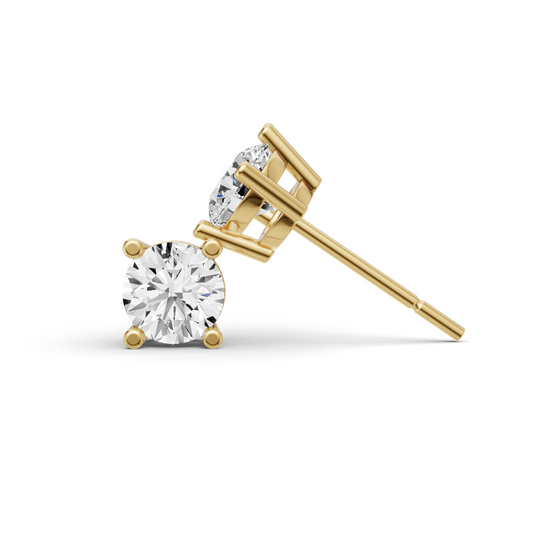 14K Gold 1 ct Round Studs Earrings