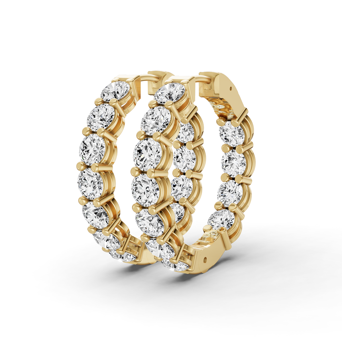 14K Gold 7 ct Sereia Earrings Hoop Diamonds