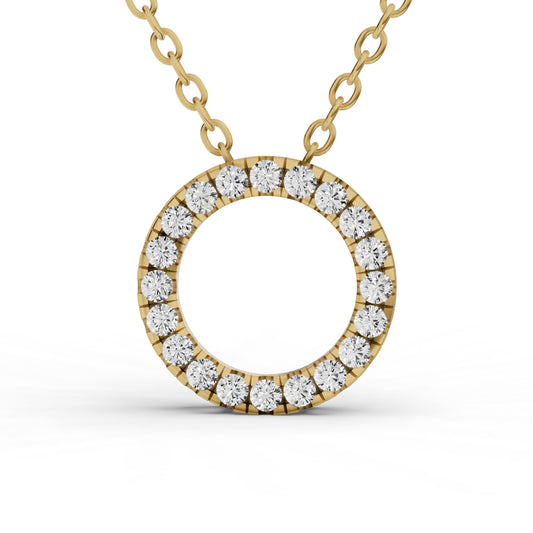 14K Gold 0.5 ct Necklace Circle Diamond