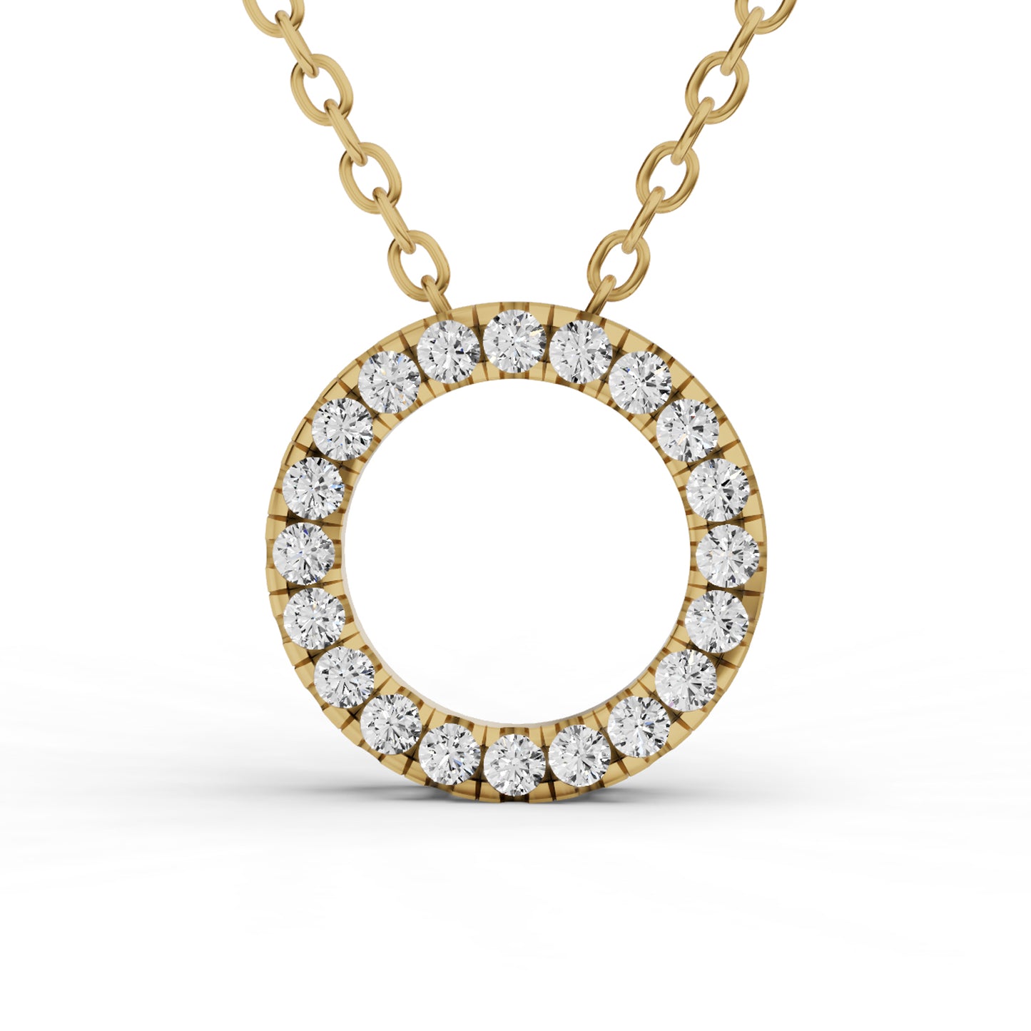 14K Gold 3 ct Necklace Circle Diamond