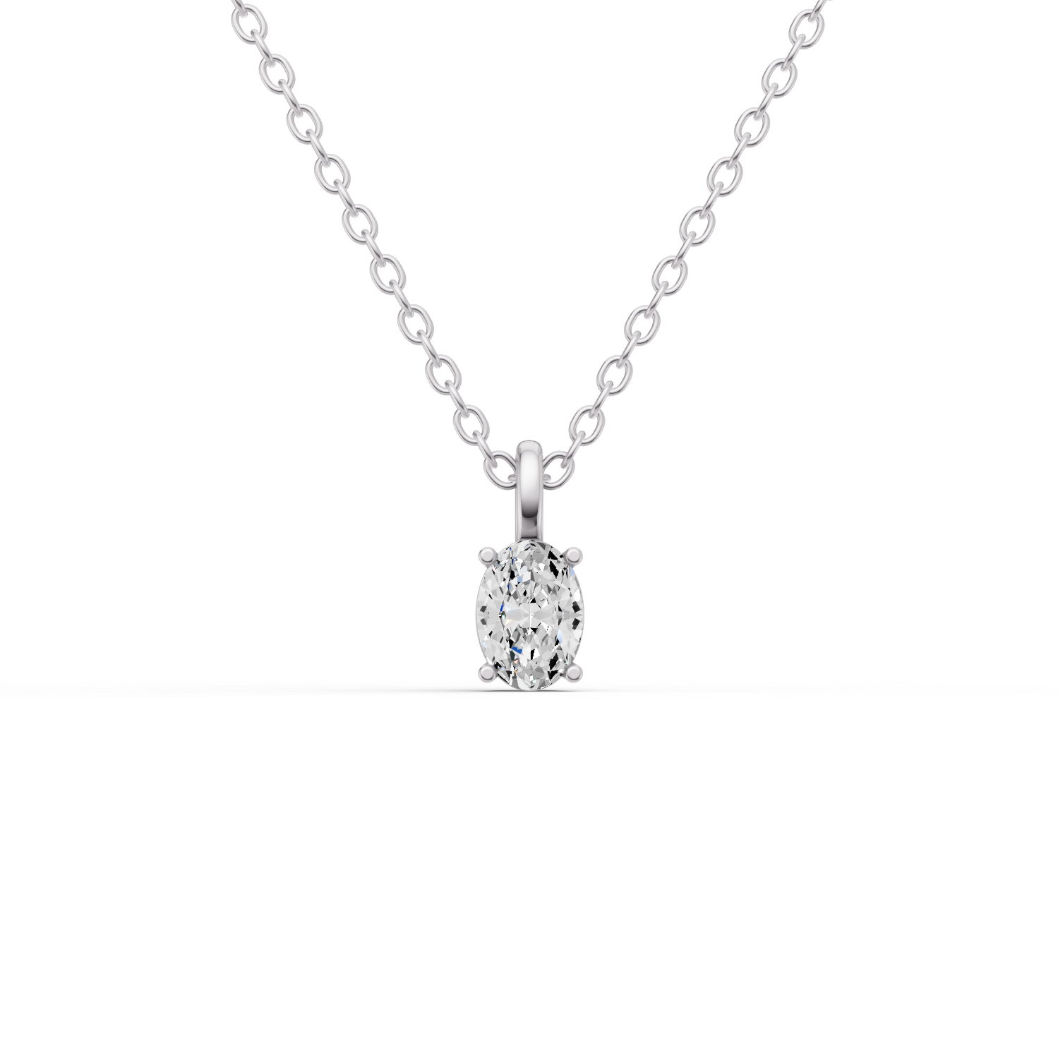 14K GOLD 0.25 CT LAB GROWN OVAL CUT DIAMOND SOLITAIRE PENDANT - WHITE GOLD