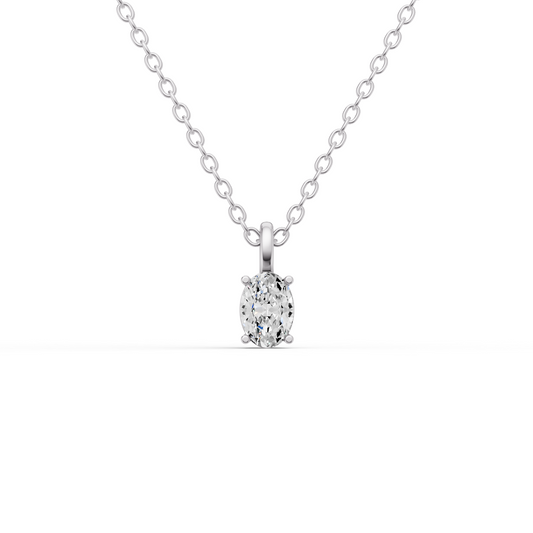 14K Gold 0.25 ct Lab Grown Oval Cut Diamond Solitaire Pendant