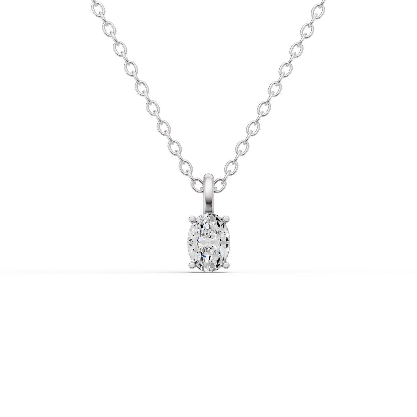 14K Gold 1 ct Lab Grown Oval Cut Diamond Solitaire Pendant