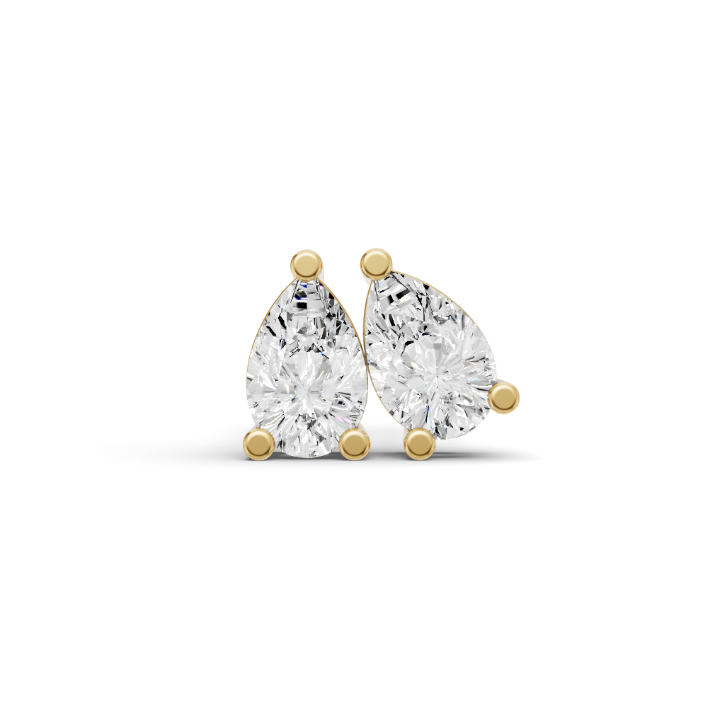 14K Gold Studs 0.25 ct Earrings Pear Solitaire
