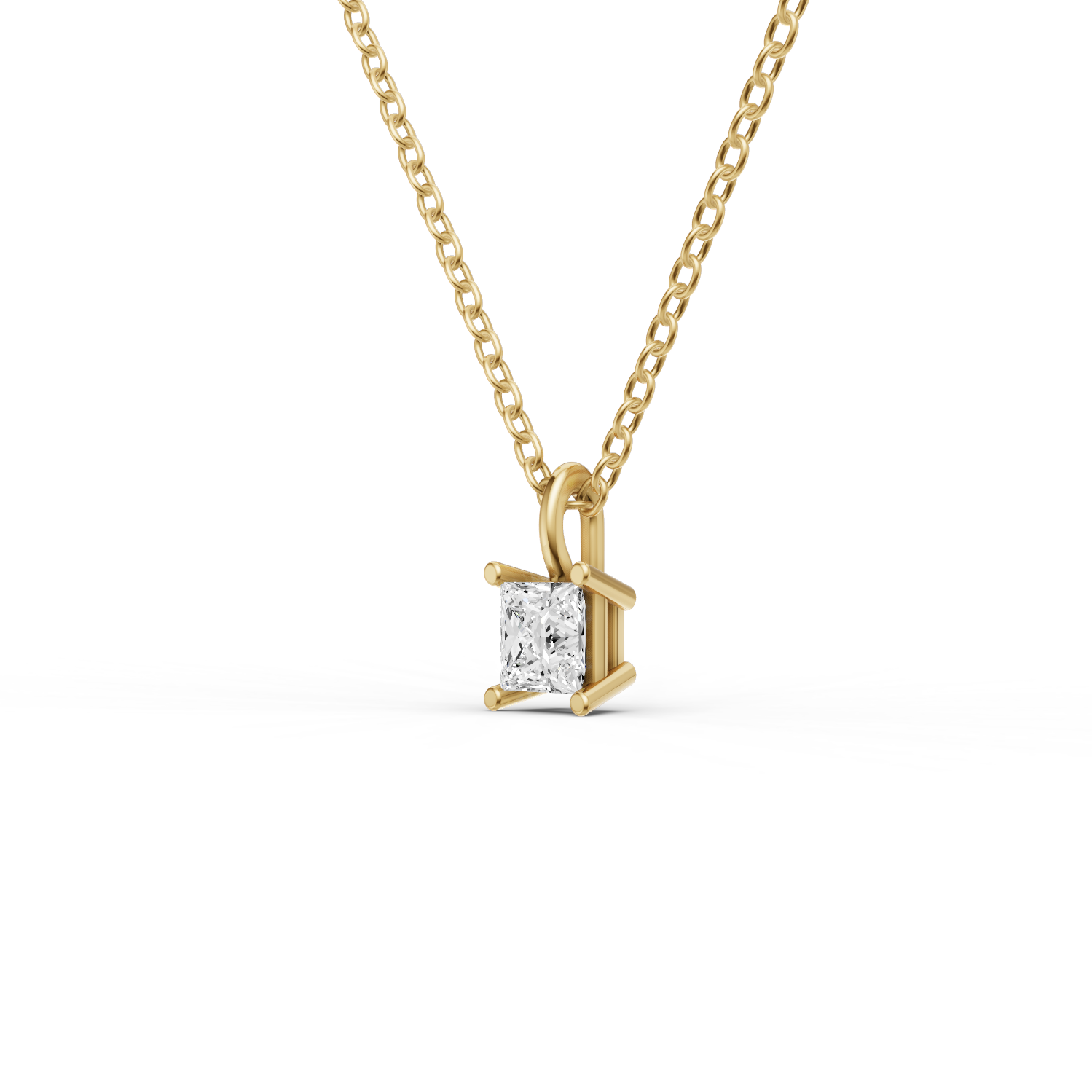 14K Gold 0.75 ct Lab Grown Princess Cut Diamond Solitaire Pendant with Bail