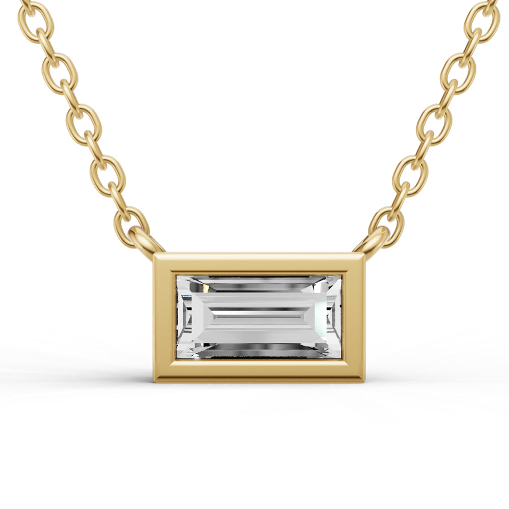 14K Gold 0.25 ct Lab Grown Sereia Baguette Shape Diamond Pendant
