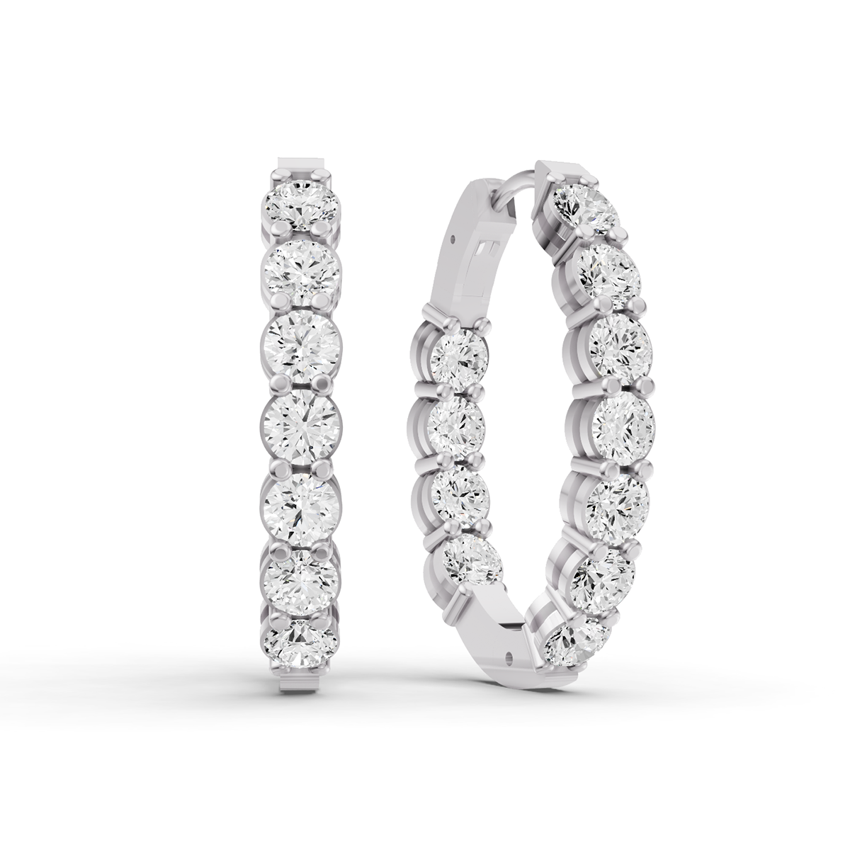 14K Gold Signature Earrings 1 ct Oval In & Out Hoops