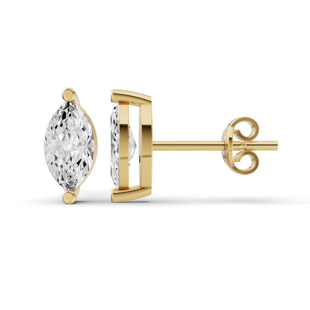 14K Gold Studs Earrings 0.5 ct Marquise Prong Solitaire
