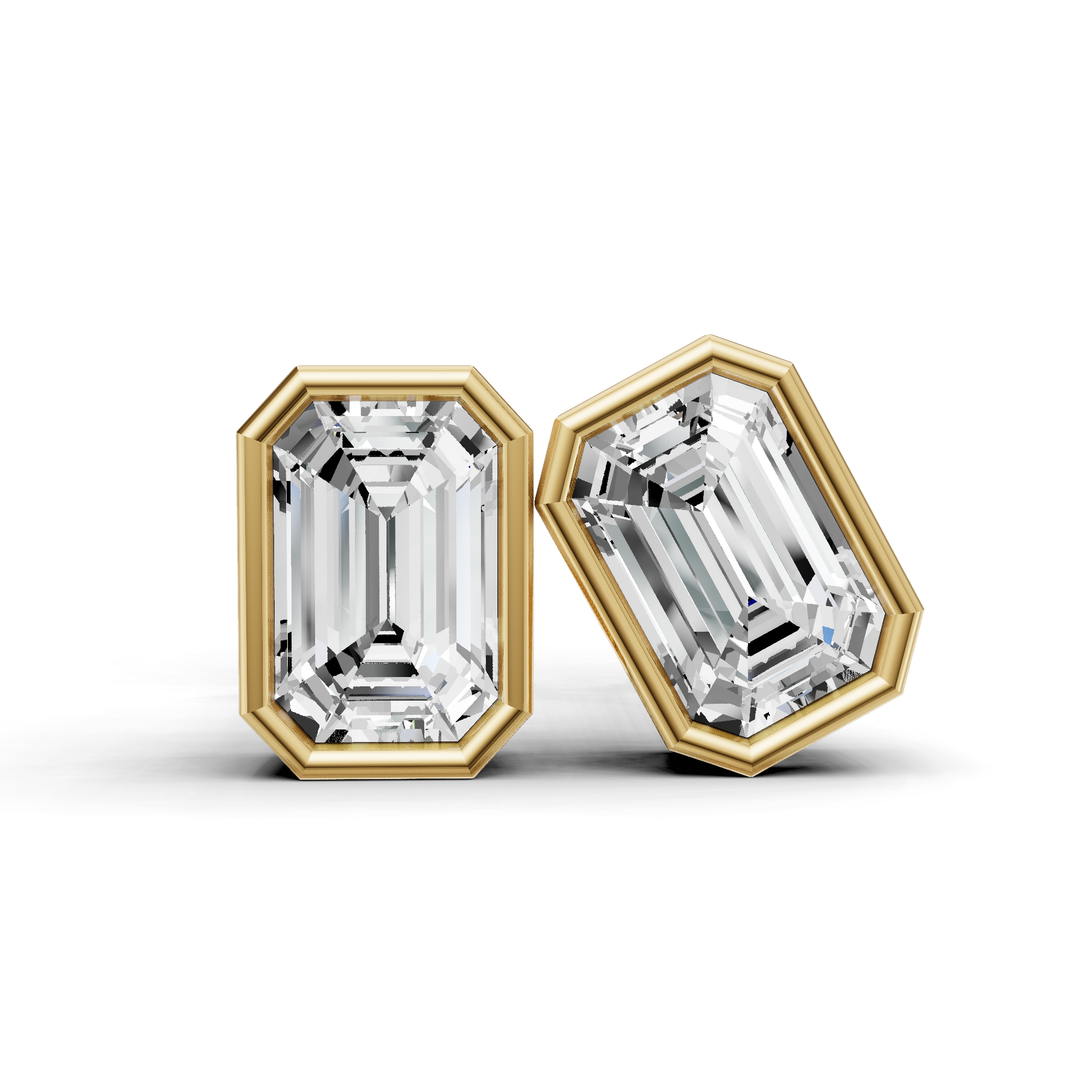 14K Gold 0.25 Carat Emerald Bezel Solitaire Studs