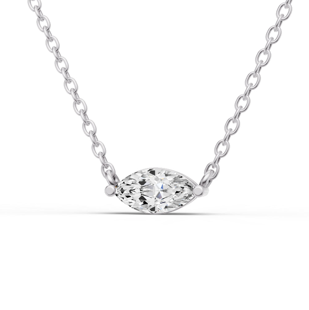 14K Gold 1 ct Lab Grown Round Marquise Shape Diamond Pendant